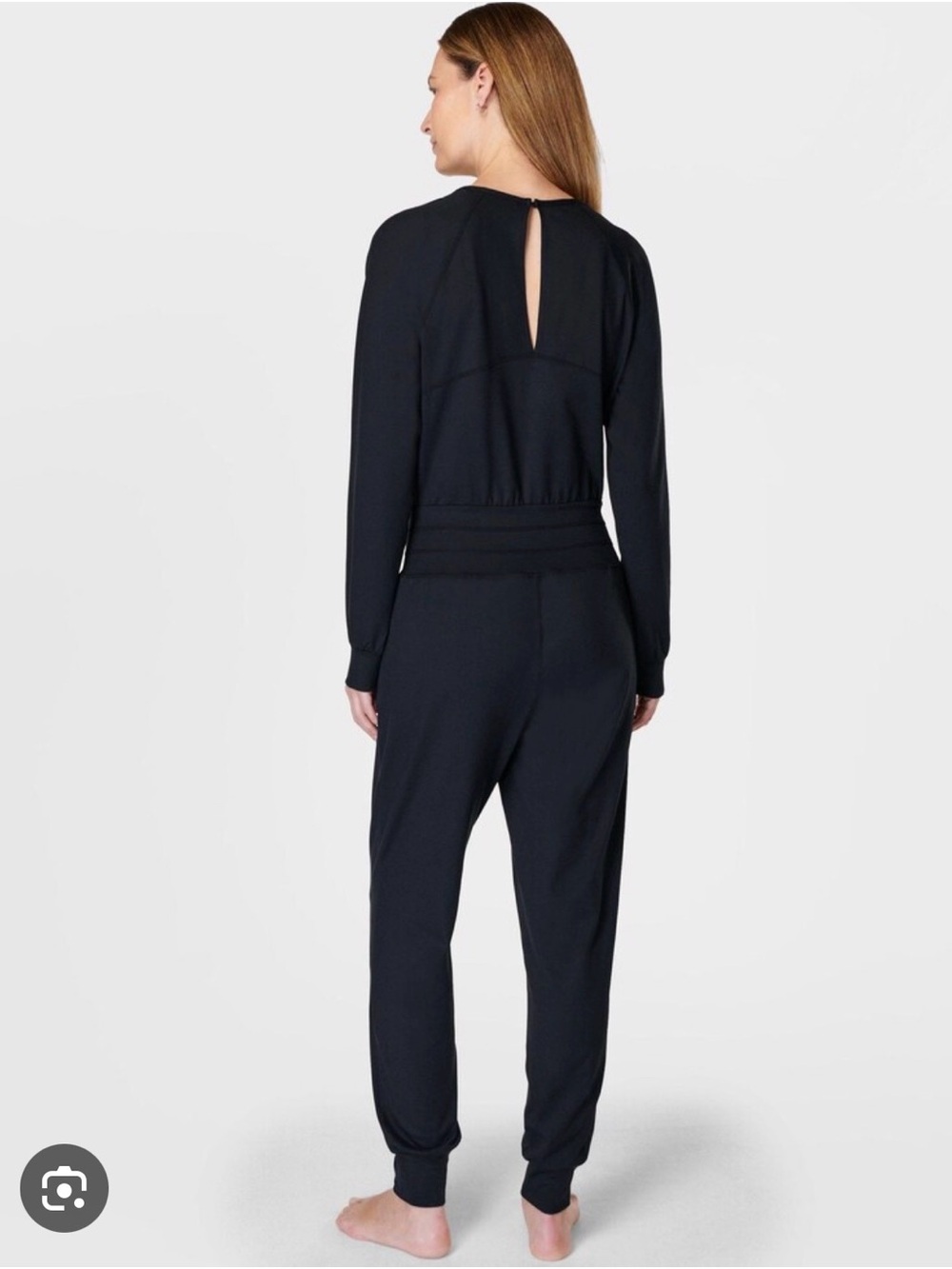 NWT - Sweaty Betty Gaia Black V‑Neck Long‑Sleeve Jumpsuit - size large - Picture 5 of 10